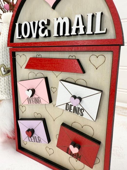 Personalized Valentines Family Signs, Valentines Day Decor, Love Mailbox, Valentines Gift for Grandma, Gift for mom, Valentines Shelf Sitter