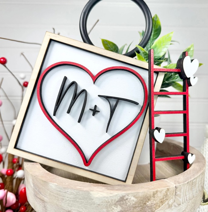 Valentines Tiered Tray Decor | Kisses Collection