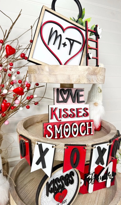 Valentines Tiered Tray Decor | Kisses Collection