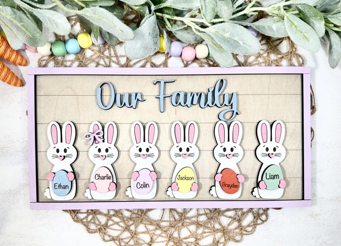 Personalized Bunnies Family Wood Sign, Bunny grandchildren, Easter sign, Our Grandbunnies, Easter Gift for Grandparents