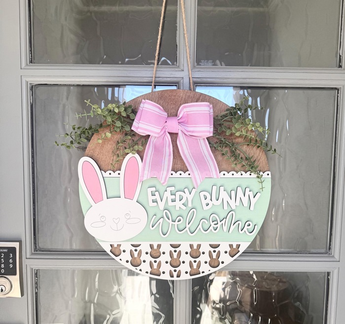 Every Bunny Welcome Door Hanger, Spring Home Decor, Easter Door Hanger, Spring Porch Decor