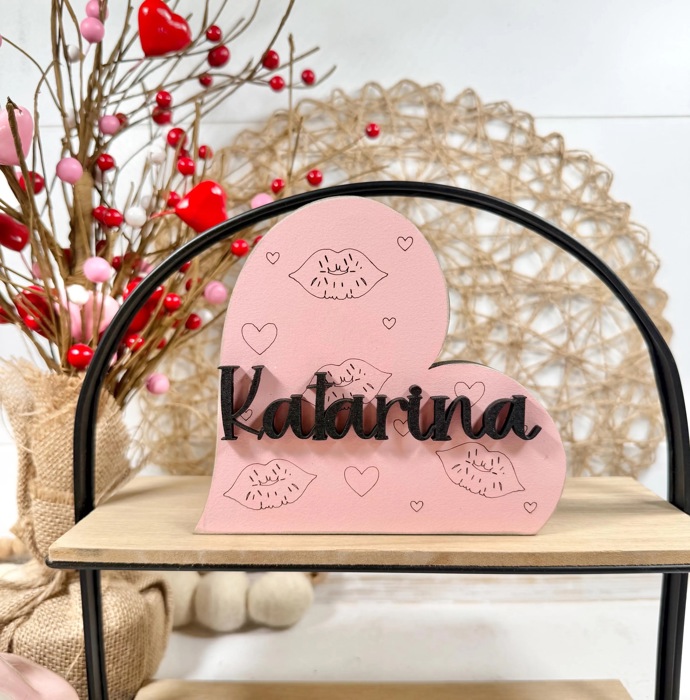 Personalized Valentines Hearts Shelf Sitters