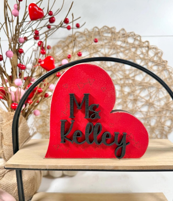 Personalized Valentines Hearts Shelf Sitters