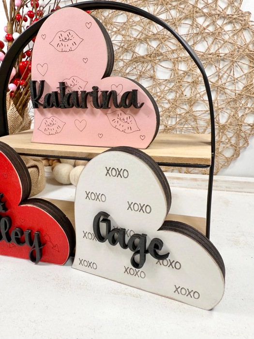 Personalized Valentines Hearts Shelf Sitters