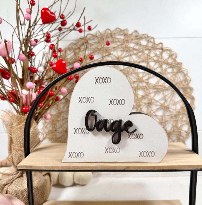 Personalized Valentines Hearts Shelf Sitters