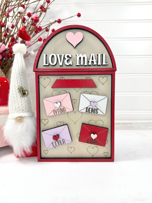 Personalized Valentines Family Signs, Valentines Day Decor, Love Mailbox, Valentines Gift for Grandma, Gift for mom, Valentines Shelf Sitter