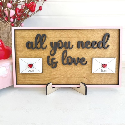 All You Need Is Love, Family Valentines Name Sign, Personalized Valentines Family Sign