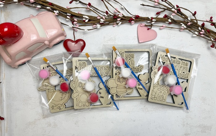 DIY Wooden Valentines Cards Painting Kits, Classroom Valentines Gift