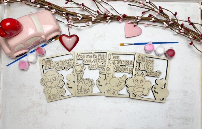 DIY Wooden Valentines Cards Painting Kits, Classroom Valentines Gift