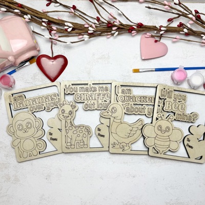 DIY Wooden Valentines Cards Painting Kits, Classroom Valentines Gift