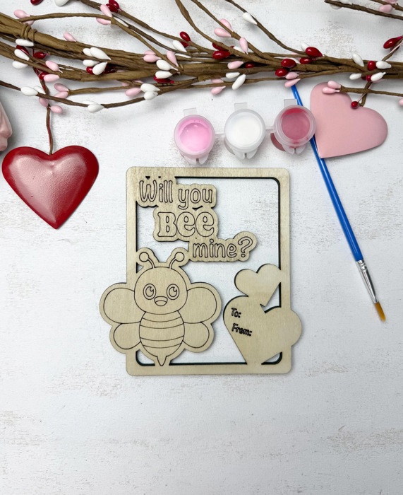 DIY Wooden Valentines Cards Painting Kits, Classroom Valentines Gift