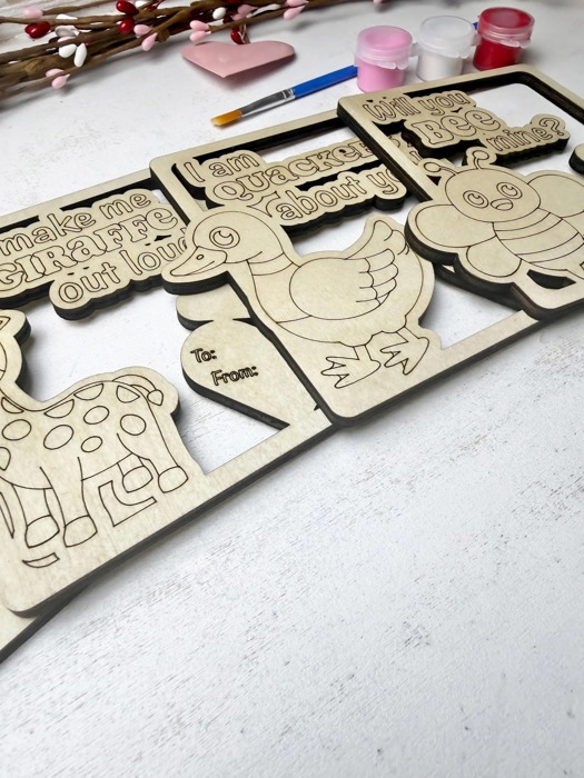 DIY Wooden Valentines Cards Painting Kits, Classroom Valentines Gift