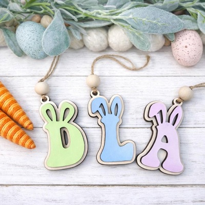 Monogram Easter Basket Tag, Personalized Letter Easter Tag, Easter Basket Tag, Name Tag, Easter Bunny, Easter Decoration