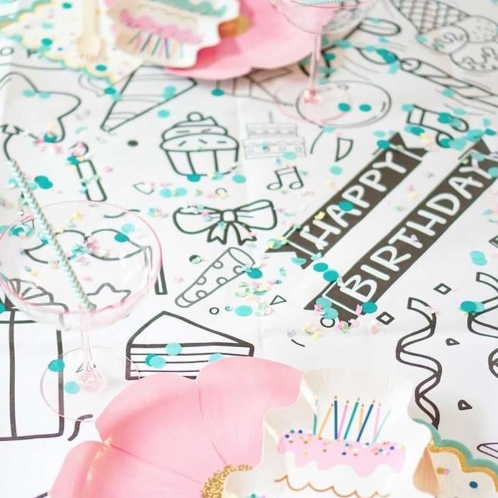 Happy Birthday Party Coloring Tablecloth