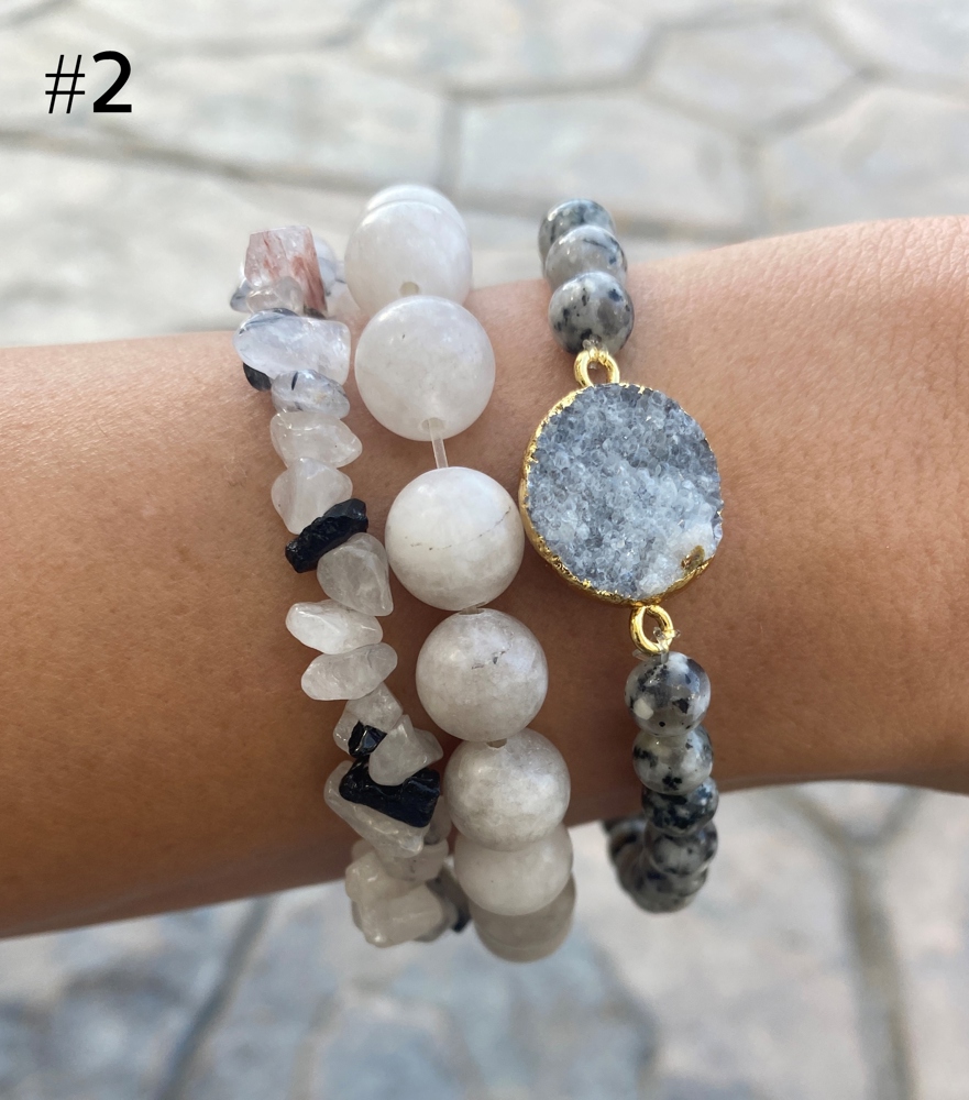 Bracelet Set of 3 Natural Stone