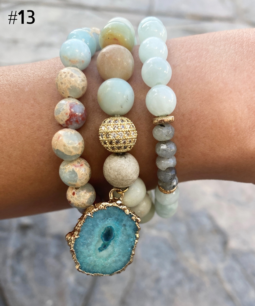 Bracelet Set of 3 Natural Stone