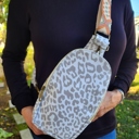 Gray Classic Vegan Leopard Sling Bag