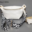 White Faux Leather Sling Pleather Bag with 2 Straps