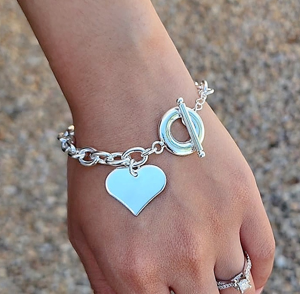 Designer Inspired Sterling Heart Bracelet