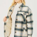 Medium Teal Sherpa Plaid Jacket