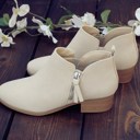 Size 6 Nude Side Zip Pull Tab Ankle Bootie