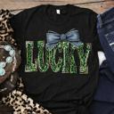  Faux Sequin Lucky Bow Shirt • St. Patrick’s Day Graphic Tee