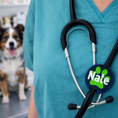 Vet Tech Personalized Paw Print Stethoscope ID Tag 