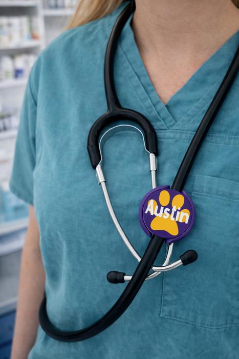 Personalized Paw Print Stethoscope ID Tag - DMV Vet Tech Gift 