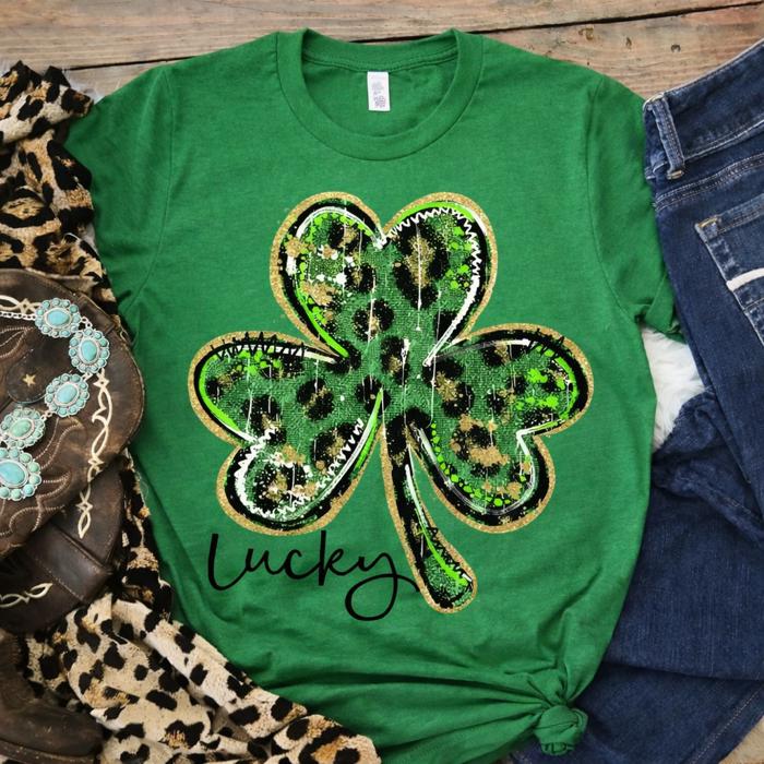 Lucky Shamrock Tee | Leopard Clover St. Patrick’s Day Shirt 