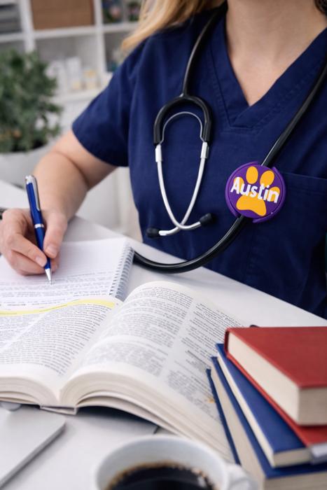 Personalized Paw Print Stethoscope ID Tag - DMV Vet Tech Gift 