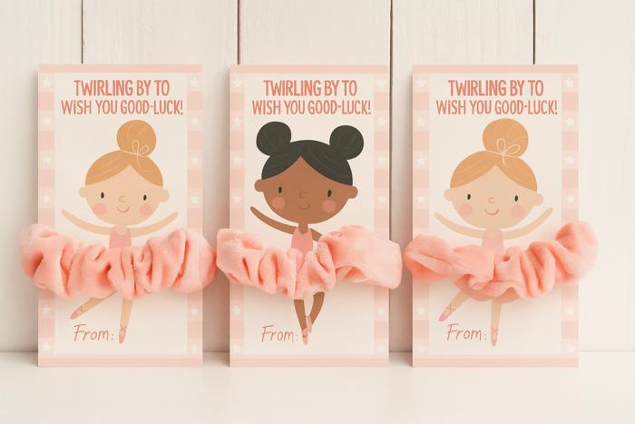 Ballerina Scrunchie Cards – Set of 3 | Dance Gift, Party Favor, Christmas Gift