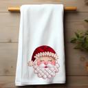  Faux Patchwork Santa Christmas Tea Towel | Holiday Kitchen Decor