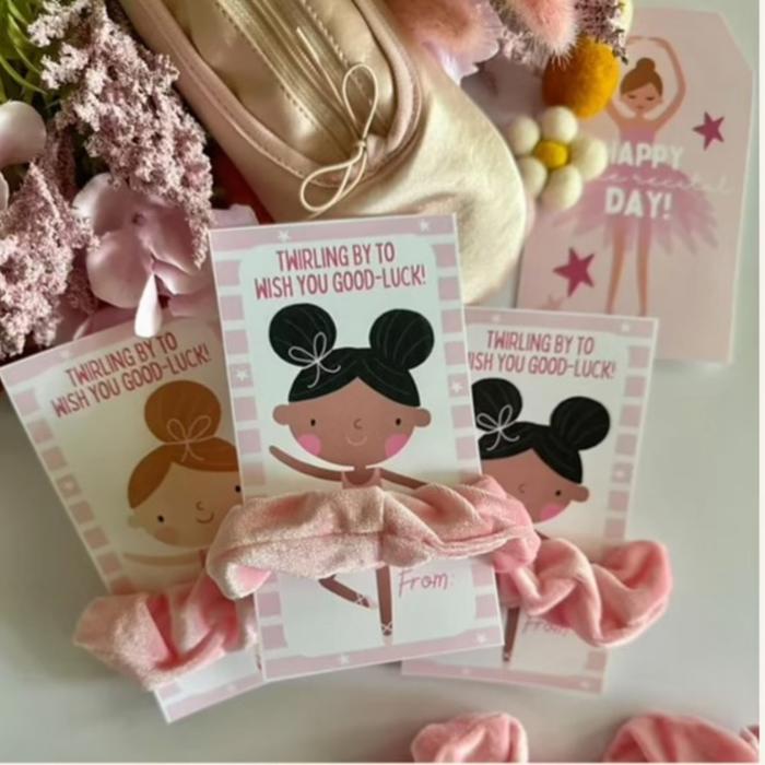 Ballerina Scrunchie Cards – Set of 3 | Dance Gift, Party Favor, Christmas Gift