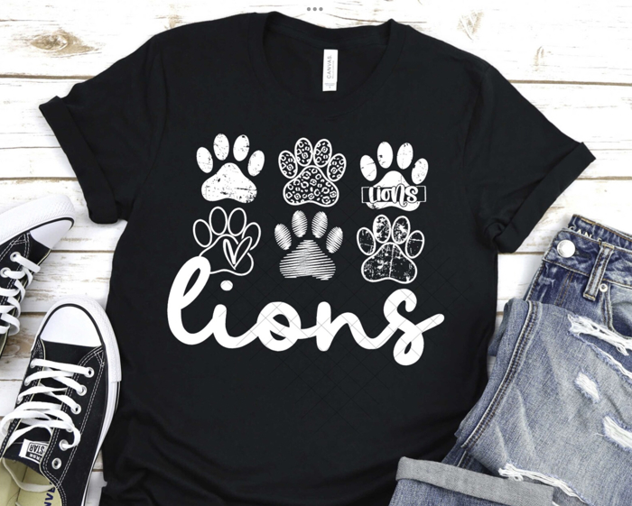 Custom Mascot Paw Print Tee | 10+ Mascots Available | School Spirit Shirt