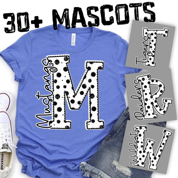 Custom Mascot Polka Dot Spirit Tee – 30+ School Options