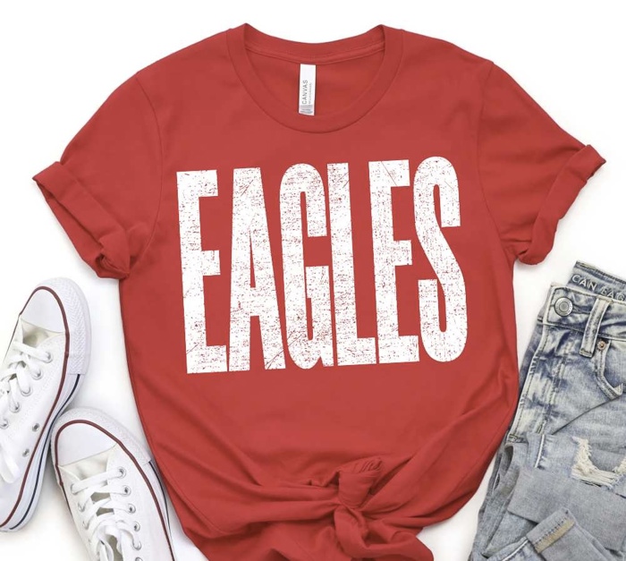 Bold Mascot Block Letter Tee - 30 Mascots Available 