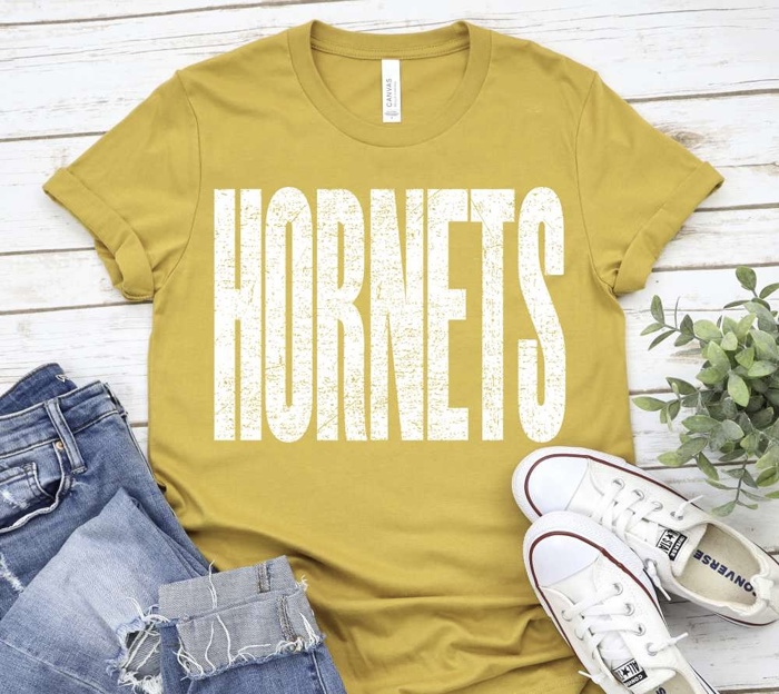 Bold Mascot Block Letter Tee - 30 Mascots Available 