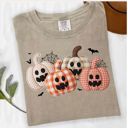  Faux Patchwork Pumpkin Tee - Trendy Fall Halloween Graphic