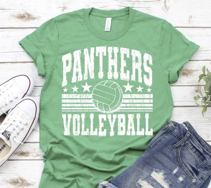 Custom Mascot Volleyball Tee – 30+ Mascots, 50+ Shirt Colors & Custom Ink