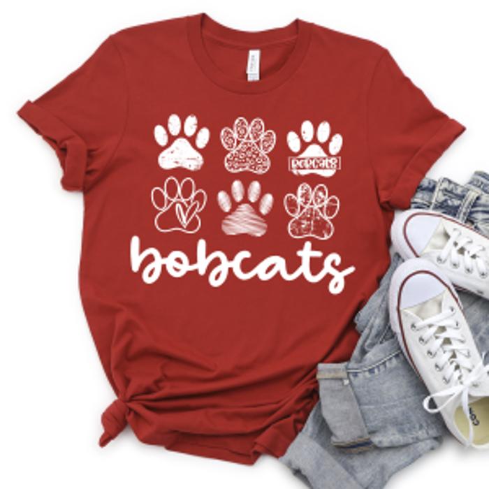 Custom Mascot Paw Print Tee | 10+ Mascots Available | School Spirit Shirt