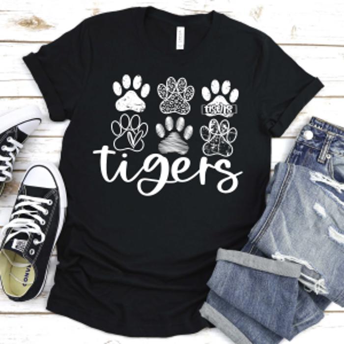 Custom Mascot Paw Print Tee | 10+ Mascots Available | School Spirit Shirt