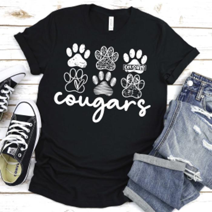Custom Mascot Paw Print Tee | 10+ Mascots Available | School Spirit Shirt