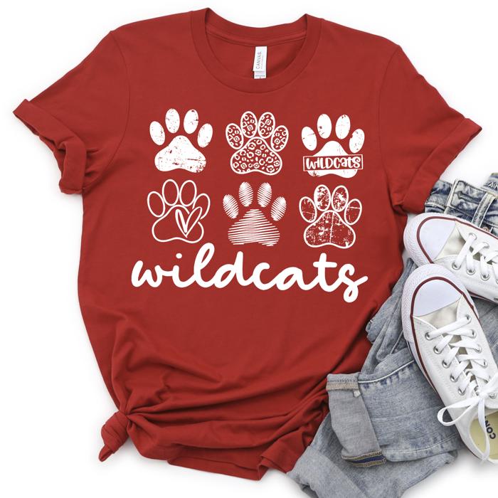 Custom Mascot Paw Print Tee | 10+ Mascots Available | School Spirit Shirt
