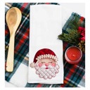  Faux Patchwork Santa Christmas Tea Towel | Holiday Kitchen Decor