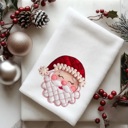  Faux Patchwork Santa Christmas Tea Towel | Holiday Kitchen Decor