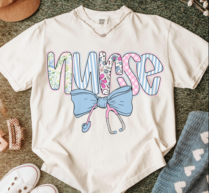 Bloom & Bow Nurse Tee – Comfort Colors | 30+ Colors