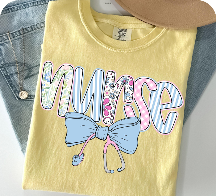 Bloom & Bow Nurse Tee – Comfort Colors | 30+ Colors