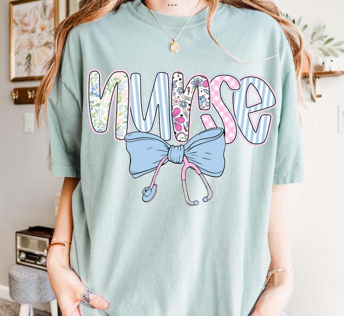 Bloom & Bow Nurse Tee – Comfort Colors | 30+ Colors