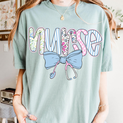 Bloom & Bow Nurse Tee – Comfort Colors | 30+ Colors
