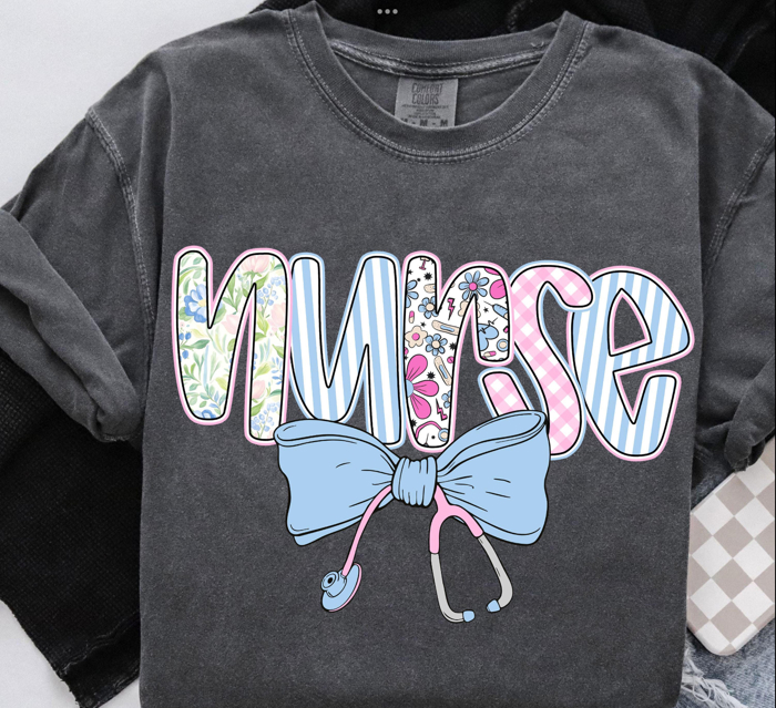 Bloom & Bow Nurse Tee – Comfort Colors | 30+ Colors